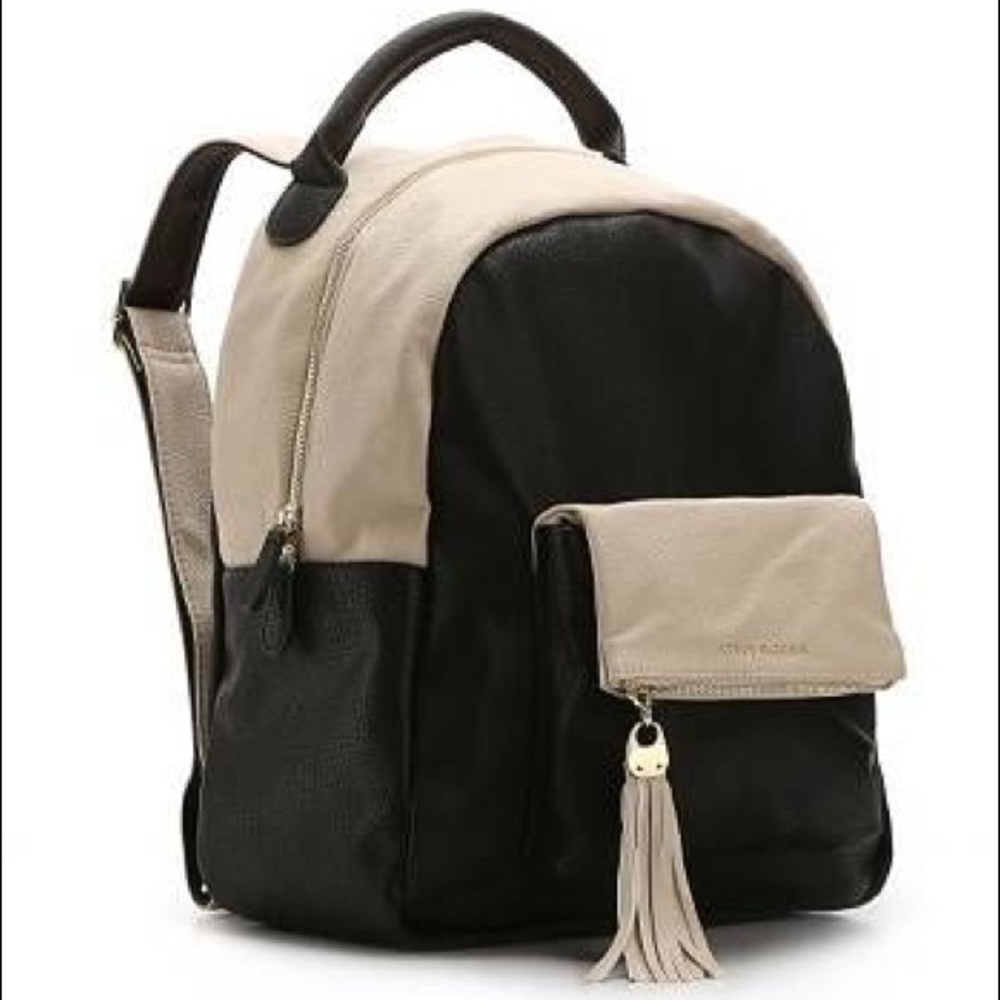 Steve Madden Black & Tan Softee Medium Backpack